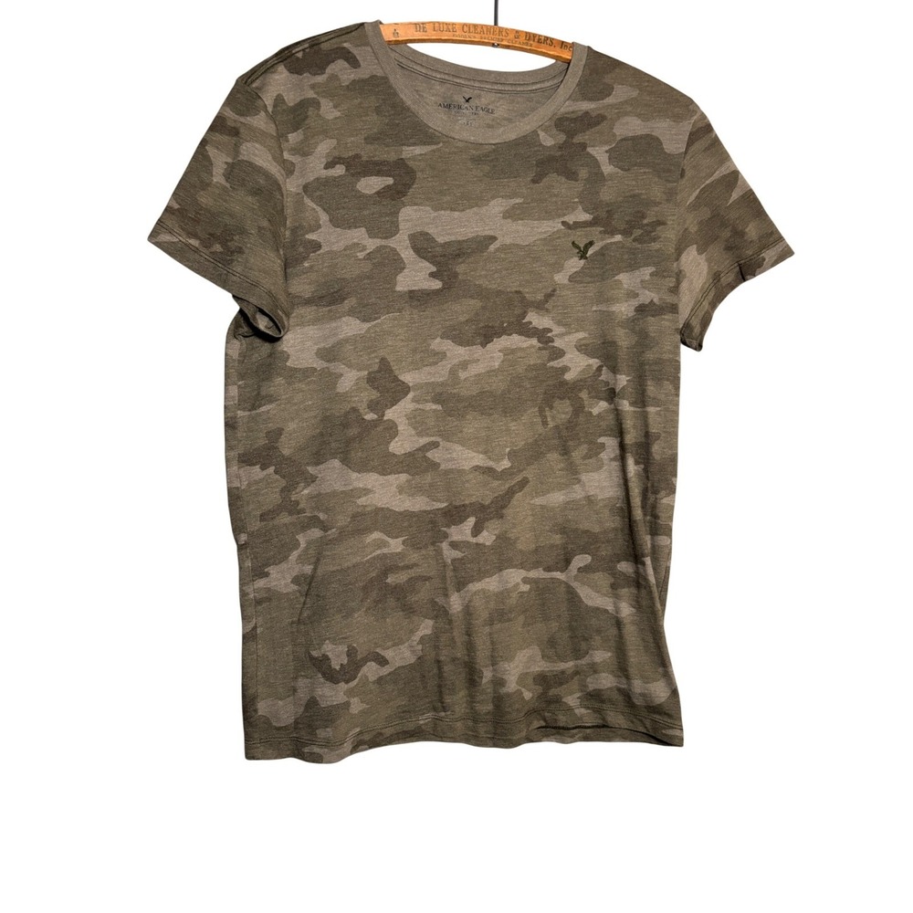 American Eagle Outfitters Mens M Flex Camo T-Shirt Green Camouflage Streetwear